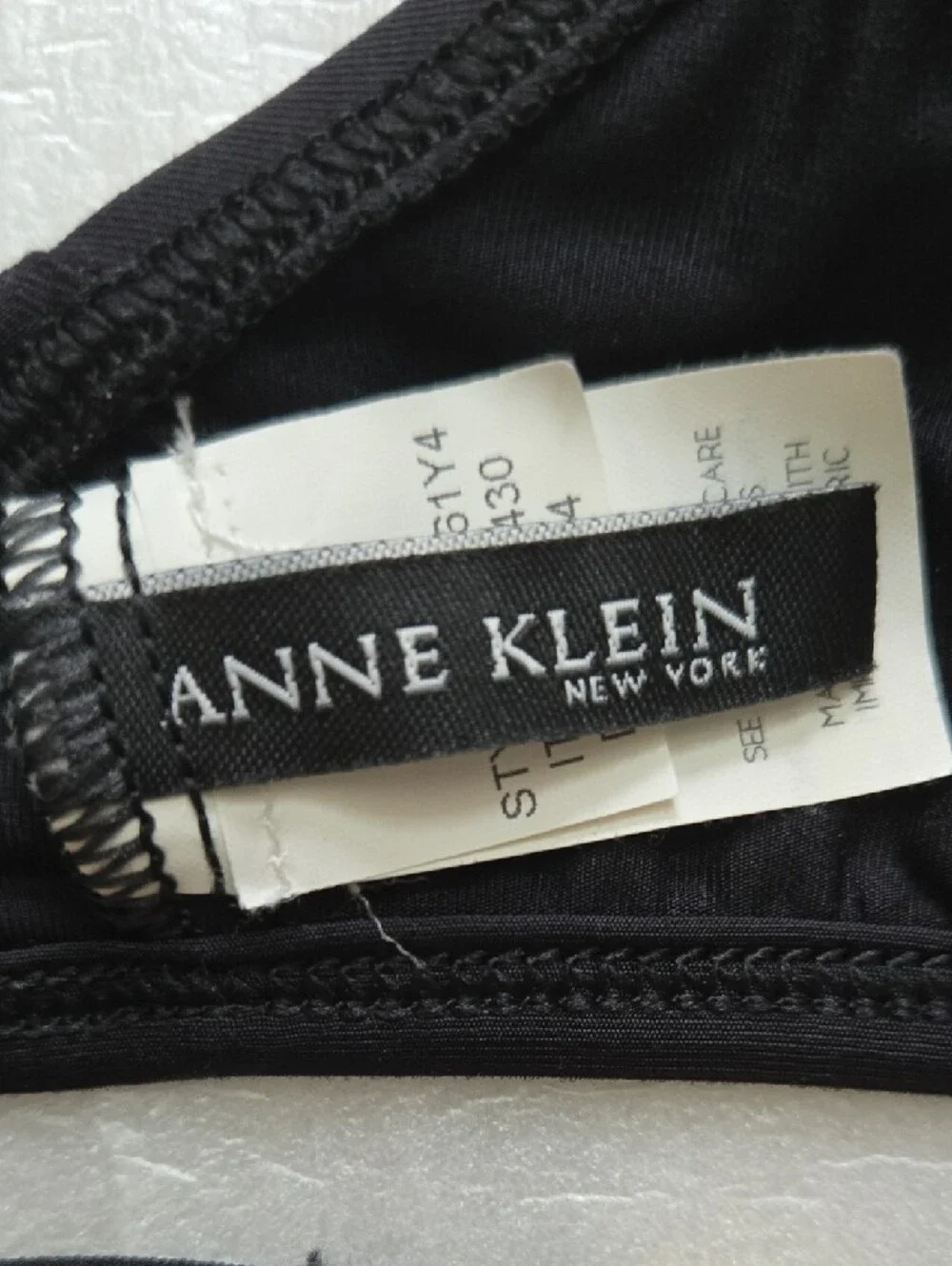 Anne Klein Black Halter Swim Top with Gold Accents